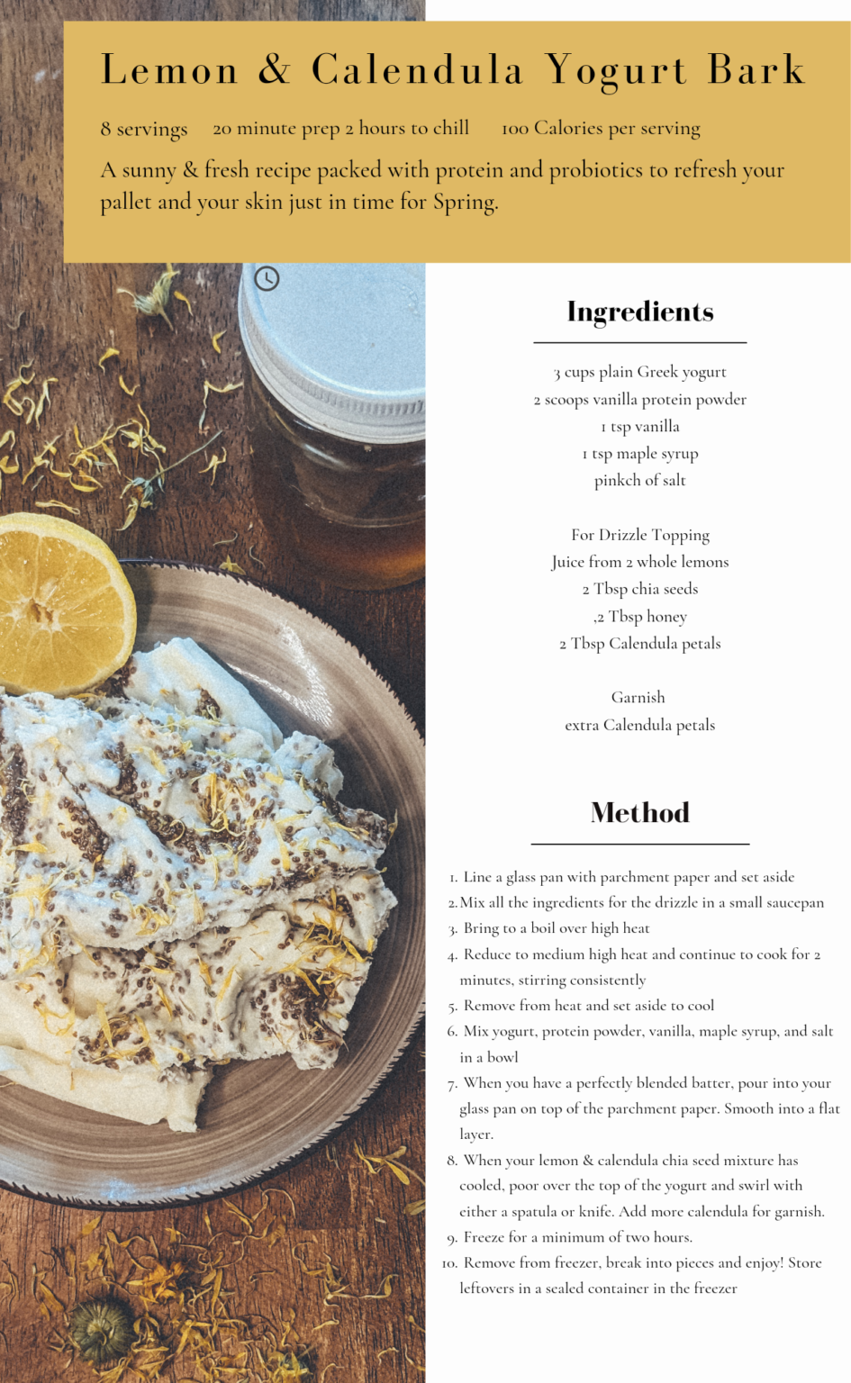 Lemon & Calendula Yogurt Bark Recipe