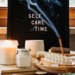 sign for self care time with tools for beauty and self care