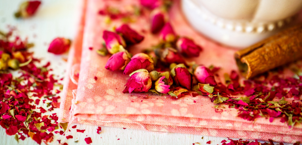 Magic potion for beautiful skin a tea with roses and herbs