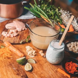 Layout of ingredients for Thai Coconut Curry Soup