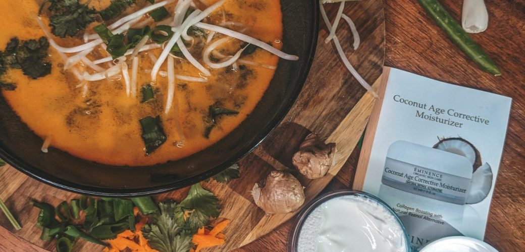 Thai Coconut Curry Soup + Coconut Age Corrective Moisturizer