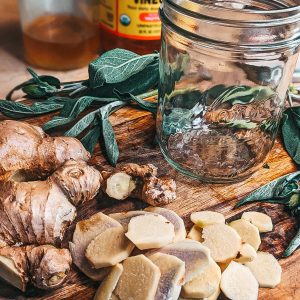 Ingredients for Sage & Ginger Oxymel