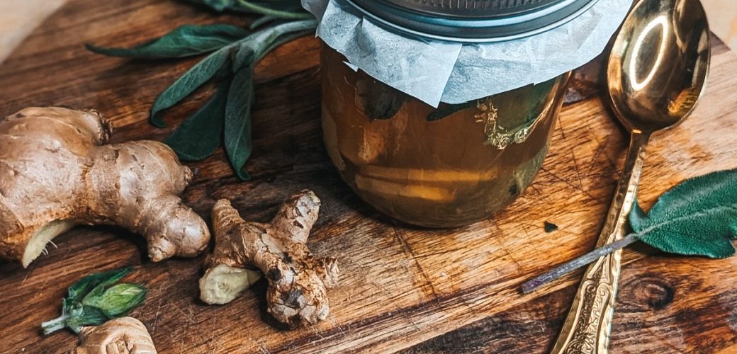 Sage & Ginger Oxymel in a jar