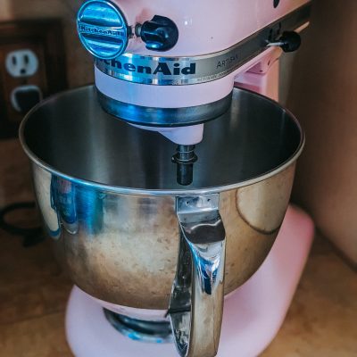 Kitchenaid mixer in pastel pink