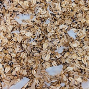 Oat mixture for Strawberry Rhubarb Overnight Oats