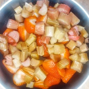 Rhubarb for Strawberry Rhubarb Overnight Oats