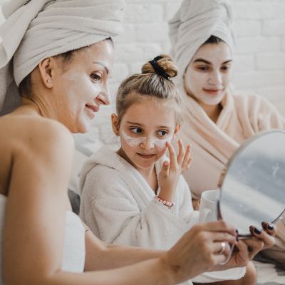 At Home Facial with mom for Mother's Day